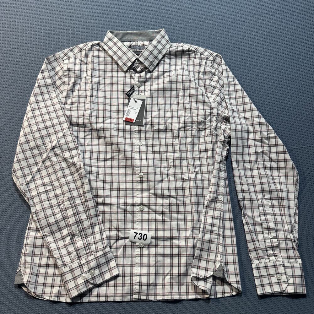 Van Heusen Men's Regular Fit Button Down Collar Dress Shirt‎ Sz L Brand New